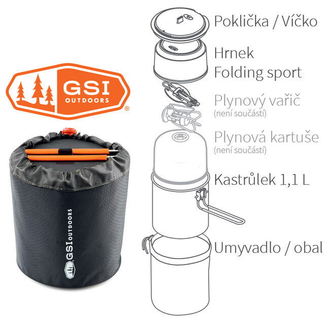 GSI Outdoors Halulite Soloist компактен готварски комплект за една личност 1.1 l