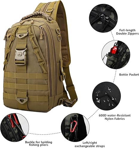 DRAGOWA TACTICAL Charlie еднопопрухова раница 20 L, каки