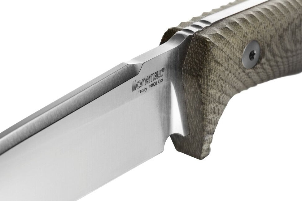 Lionsteel T5 CVG средно дълъг нож с дръжка от микарта