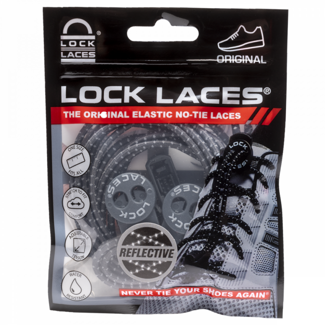 Lock Laces Шнурки за обувки, светлоотразителен буря сиво
