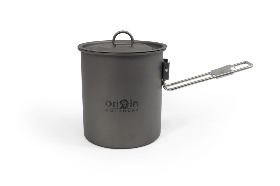 Origin Outdoors Titanium титанов тъклик за трекинг с наливник и сгъваема дръжка Camping Pot, 750 ml