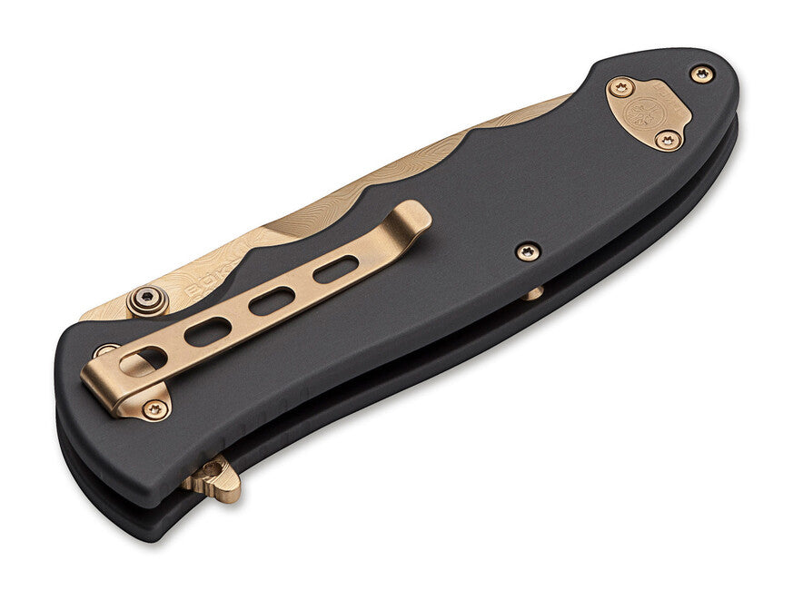 BÖKER® LEOPARD-DAMAST III нож 9,5 см, златист черен алуминий