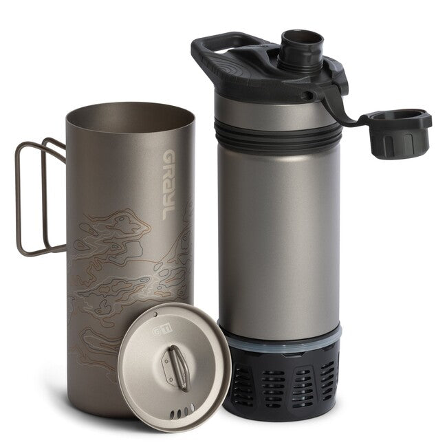 GRAYL GeoPress™ Titanium Purifier филтърна бутилка + Cook Lid, Covert черно