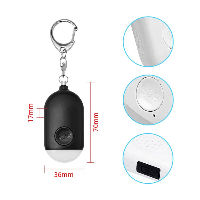 W&G SHIELD SOS водоустойчив личен аларм със LED светлина и бутон за активиране, бял