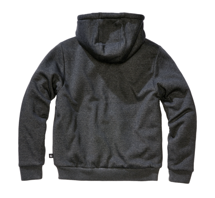 Brandit Sweatjacket суитшърт мъжки с топла подплата Teddylining, черна меланж
