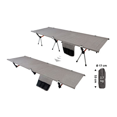 BasicNature кемпингово легло издигнато, 190 cm, сиво