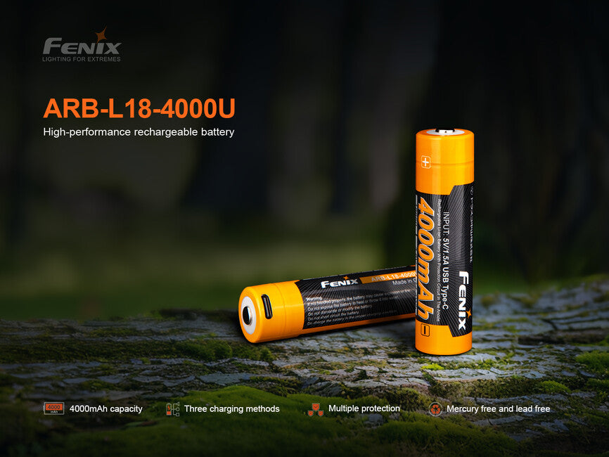 Fenix 18650 акумулаторна USB-C батерия 4000 mAh (Li-Ion)