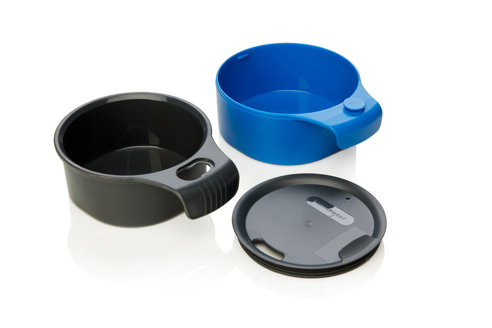Humangear CupCUP туристическа чаша 2в1 с интегрирана допълнителна чаша и капак, въглищно-синя