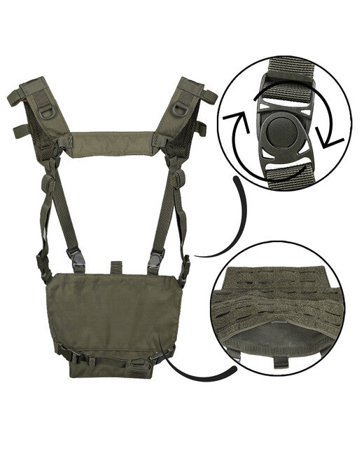 Mil-Tec CHEST RIG лека тактическа елек със LASER панел, зелена