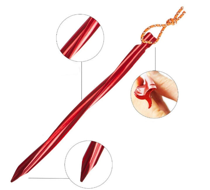 BasicNature Y-Stake Spiral колчета за палатка 25 см, червени, 6 бр.