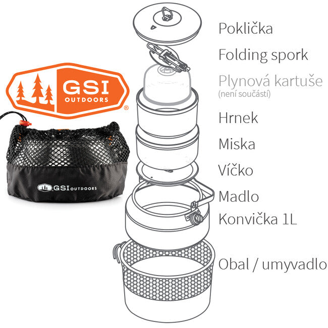 GSI Outdoors Glacier Ketalist готварски комплект за една личност, 1 l
