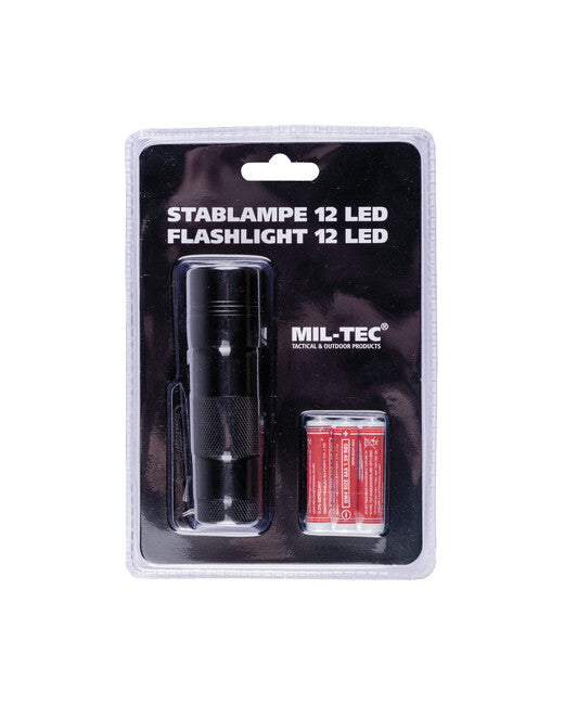 Mil-Tec фенер 12 LED, черен
