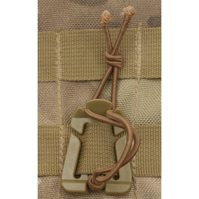 MFH MOLLE клип с гумен попруг, койот тан, 2 опаковки