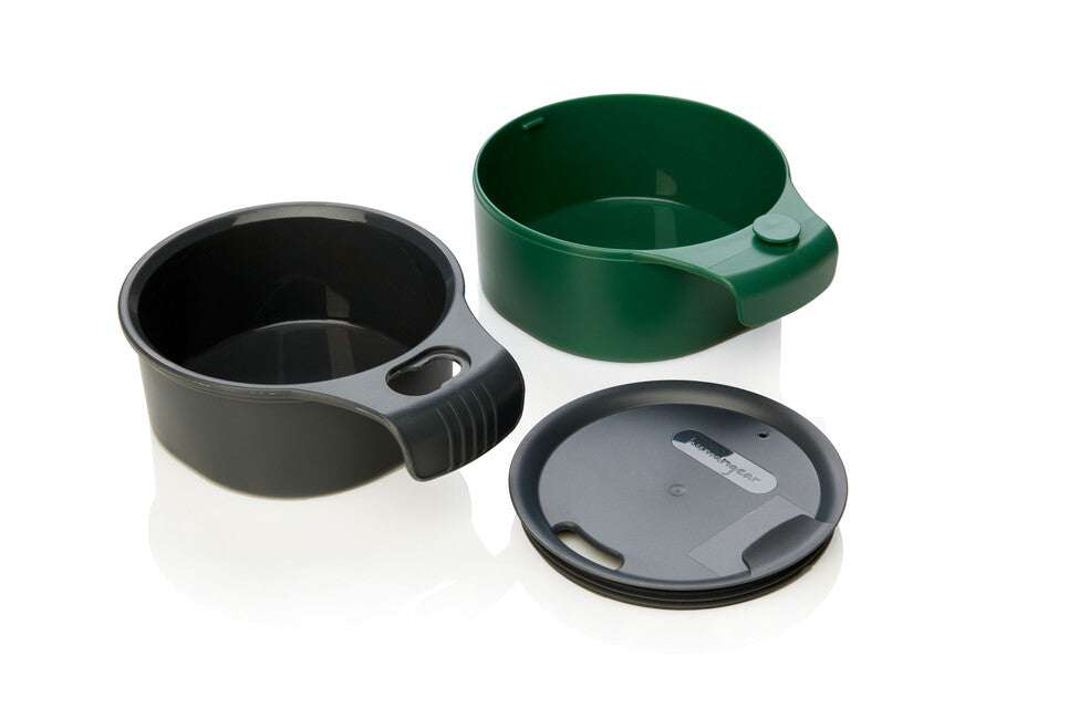 Humangear CupCUP туристическа чаша 2в1 със интегриран допълнителен чаша и капак, въглища-зелена