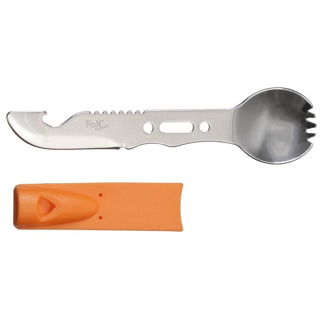 Fox Outdoor многофункционална лъжица неръжаема стомана, оранжева дръжка