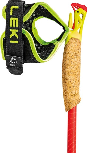 LEKI Ultratrail FX.едно Superlite Trail Running палици, ясна червена-неонова жълта-естествен въглероден