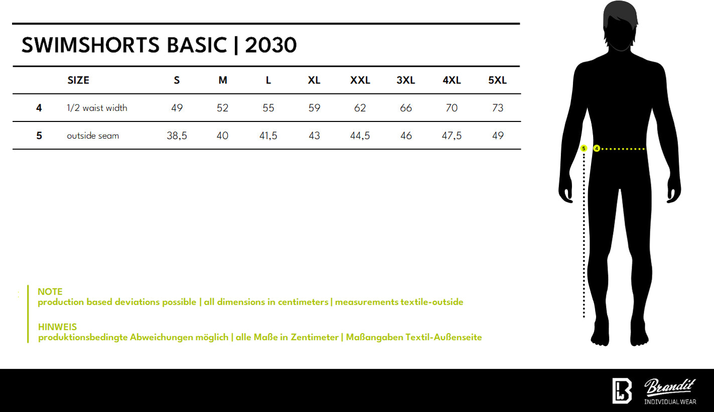 Brandit Swimshort Basic tabuľka veľkostí