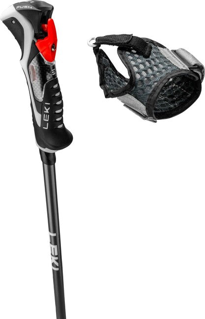 LEKI Carbon 14 3D слаломни ски щеки, черна/тъмноантрацит/светлочервена