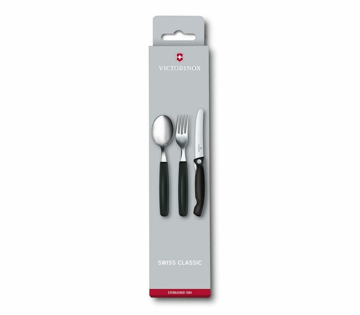 Victorinox Swiss Classic комплект прибори 3-делен, черен