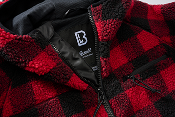 Brandit Worker яке флисов суитшърт с качулка Teddyfleece, червено/черно
