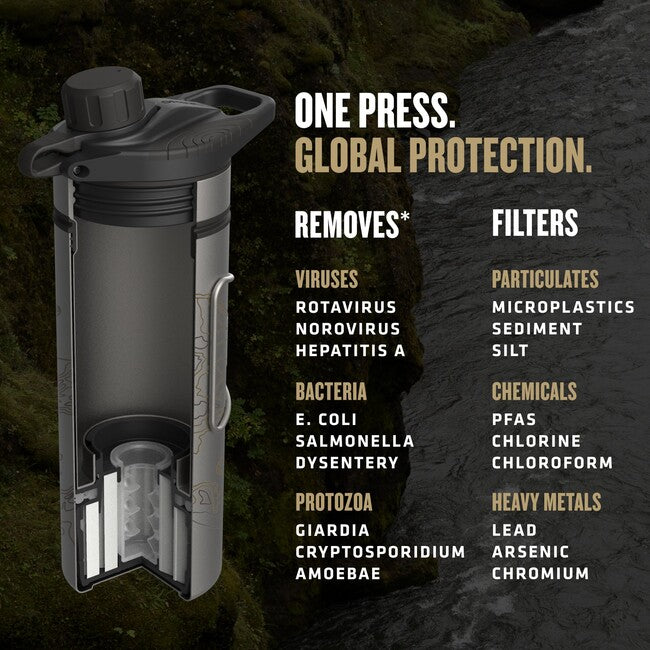 GRAYL GeoPress™ Titanium Purifier филтърна бутилка + Cook Lid, Covert черно