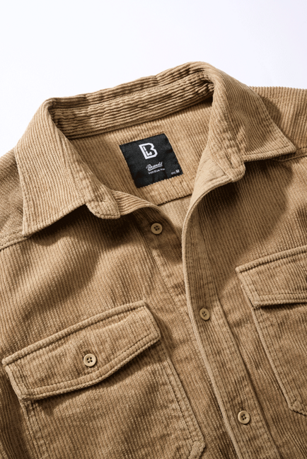 Brandit Corduroy Classic риза с дълги ръкави, камилско
