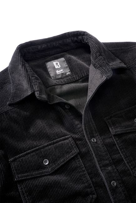 Brandit Classic Corduroy риза с дълги ръкави, черна