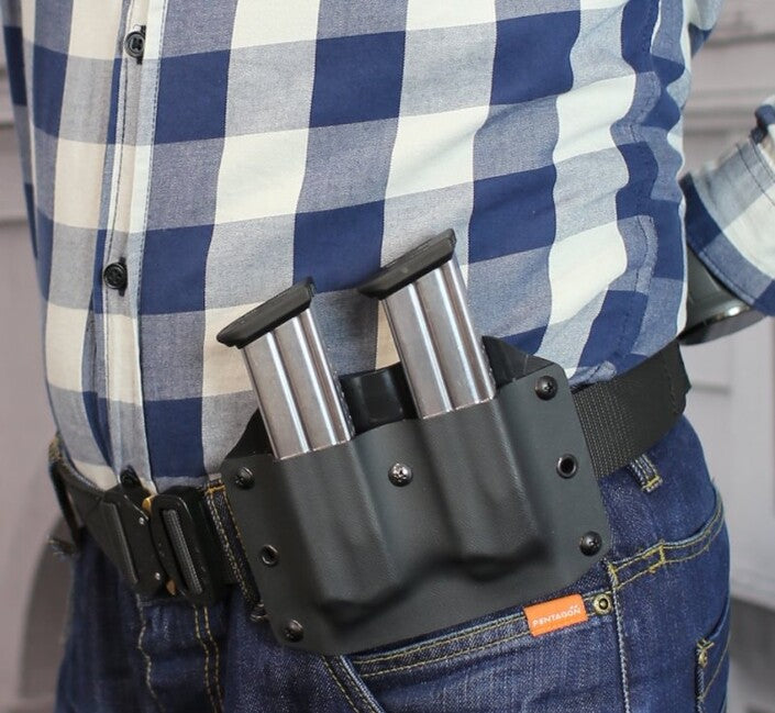 Falco F902 2021 Kydex вертикален калъф за два магазина Glock 17, черен, ляв