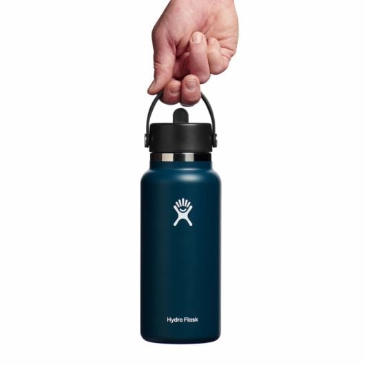 Hydro Flask Wide Mouth термо-бутилка с мундщук Flex Straw Cap Широка 32 OZ, индиго, 946 ml