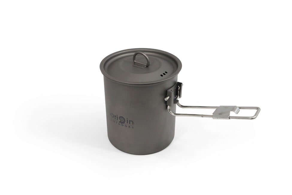 Origin Outdoors Titanium титанов тъклик за трекинг с наливник и сгъваема дръжка Camping Pot, 750 ml