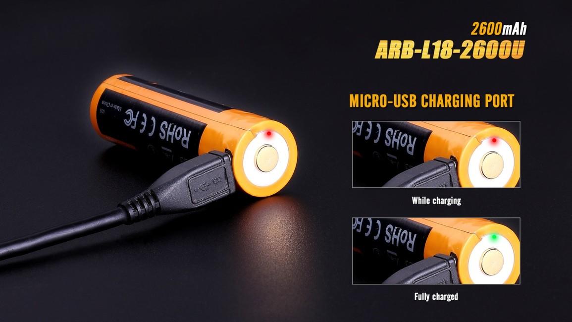 Fenix 18650 батерия USB Li-Ion 2600 mAh