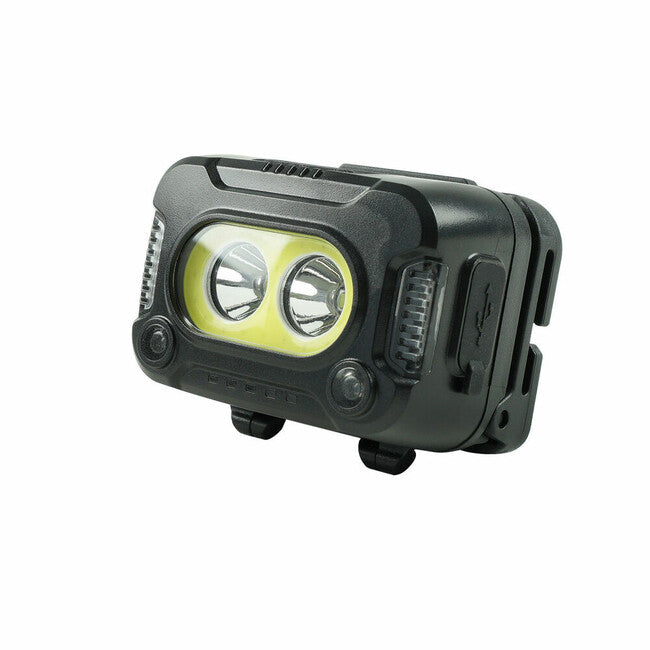 Технически фенер за глава LED CREE XPG-2+LED COB с гумиран корпус USB-C червено светло стробоскоп
