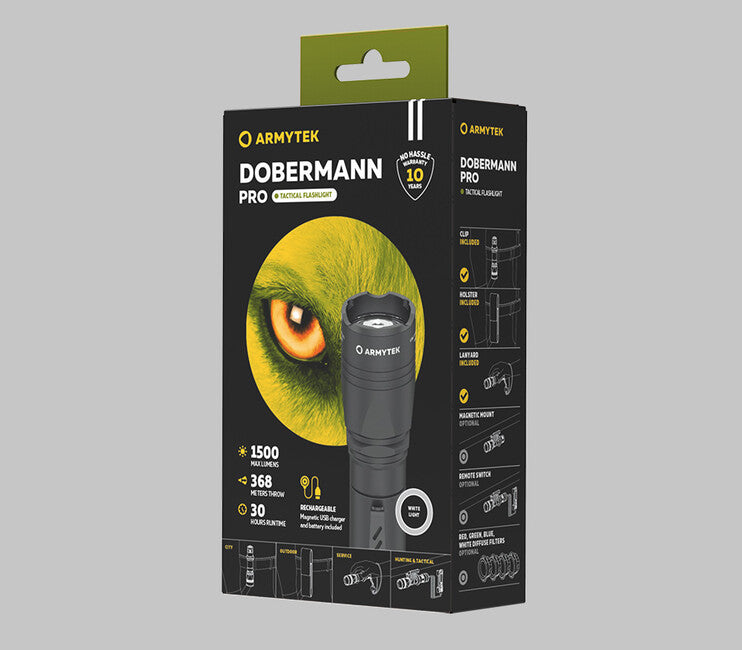 ArmyTek Dobermann Pro джобен фенер LED, бяло, захранване от акумулатор, 1400 lm, 114 g