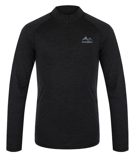 HUSKY Merino Merow Zips термобельо тениска дълг ръкав, черна