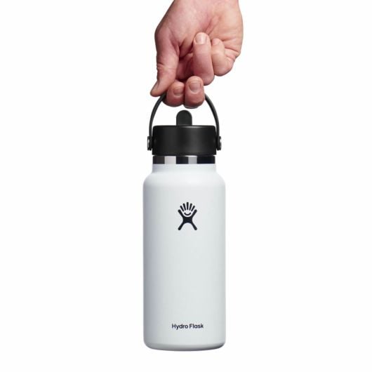 Hydro Flask Wide Mouth термобутилка с мундщук Flex Straw Cap 946 ml Широка 32 OZ, бяла