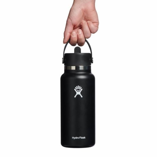 Hydro Flask Wide Flex Straw Cap черна термобутилка със сламка 32 OZ 946 ml