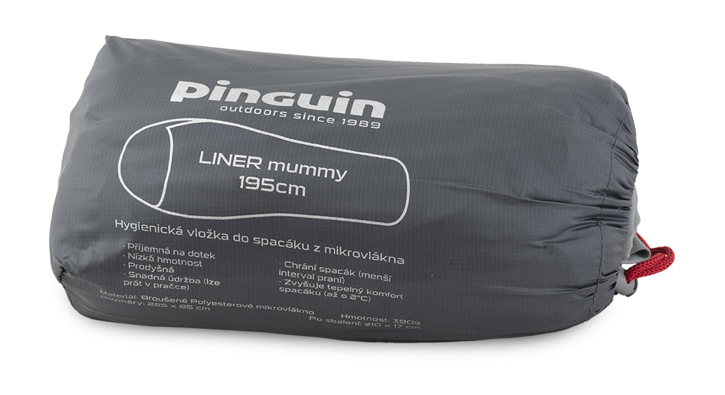 Pinguin Liner Mummy хигиенен вкладиш за спален чувал, сив, 175cm
