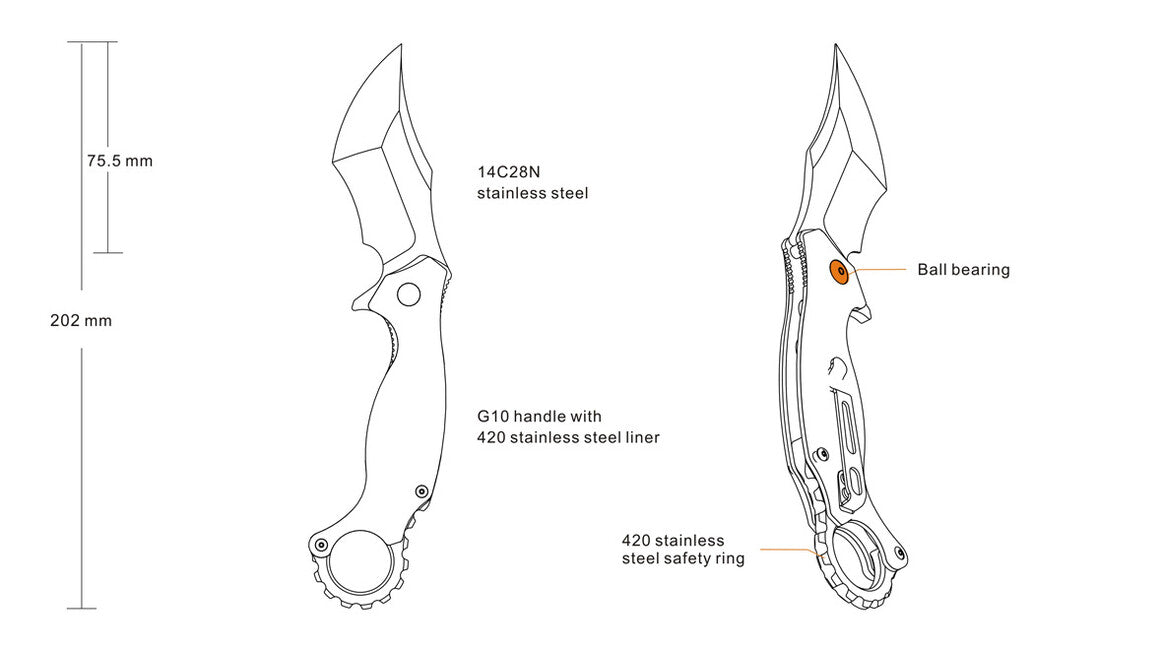 Ruike P881 нож, черен