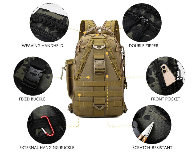 DRAGOWA TACTICAL Charlie еднопопрухова раница 20 L, каки