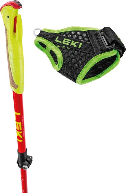 LEKI Ultratrail FX Junior палки за трейл бягане, природен въглероден-светлочервен-неонов жълт, 95 - 110 см