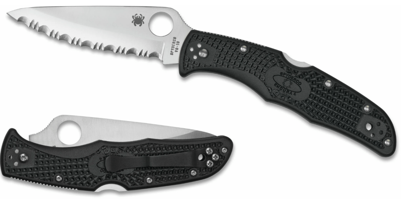 Spyderco Endura 4 Lightweight джобен нож Serrated 9,5cm, черен, FRN
