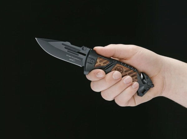 BÖKER® AK-14 нож 9,3 см, черен, алуминий, дърво, калъф найлон