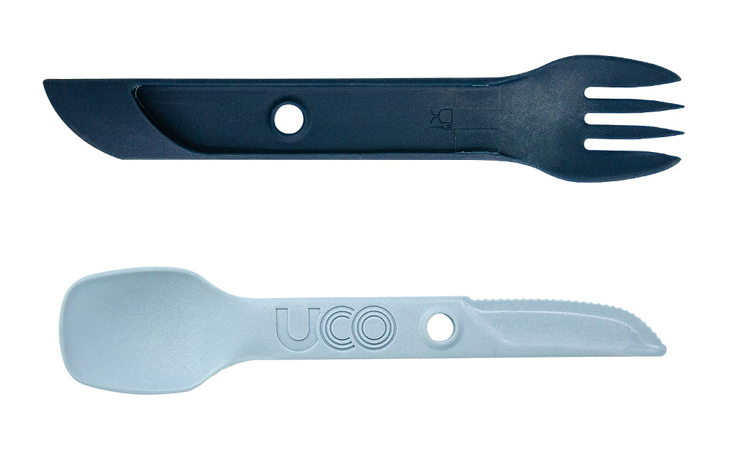 UCO Switch разширяема найлонова комплект прибори Spork със синджир за закрепване и държач за вилица, stoneblue