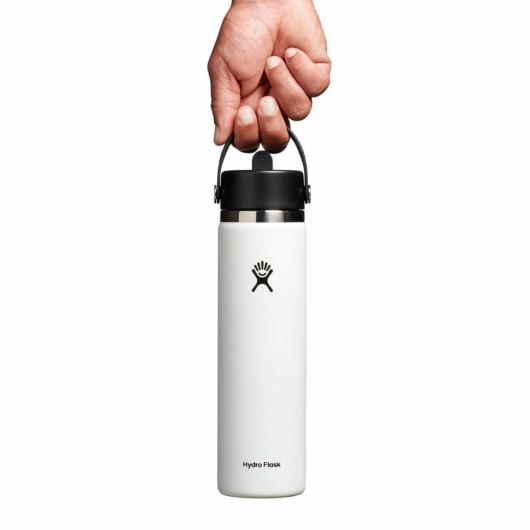 Hydro Flask Wide Mouth 24 OZ термобутилка с устник Flex Straw Cap 710 ml Широка, бяла