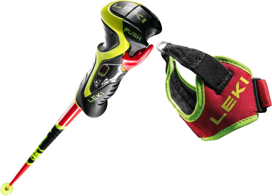 LEKI WCR TBS SL 3D спускащи се ски палки, светлочервена/черна/неонова жълта