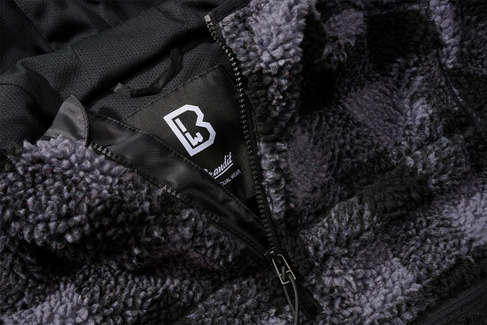 Brandit Teddyfleece Worker флисов суитшърт, черен/сив