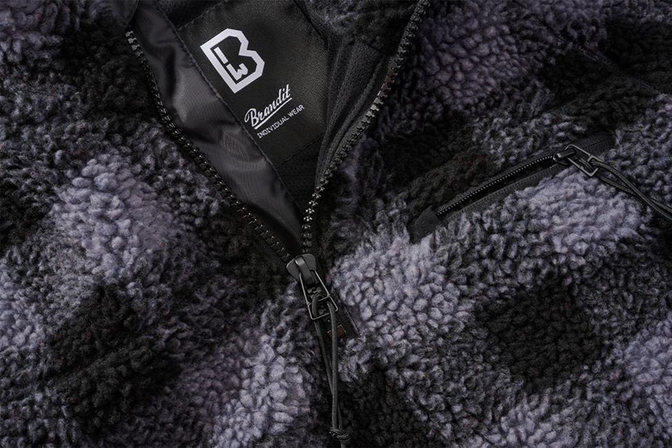 Brandit Teddyfleece Troyer флисов суитшърт, черен/сив