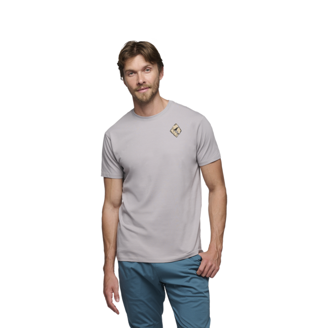 Black Diamond Mono Pocket тениска мъжка със кратък ръкав, калаено