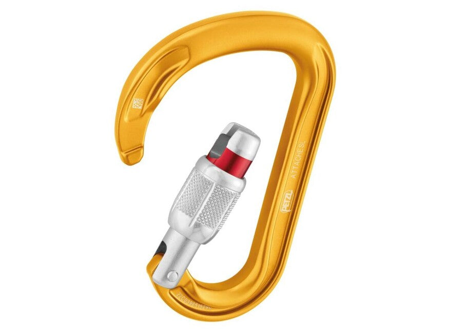 Petzl Attache HMS карабина с кръгло напречно сечение и заключване, жълта