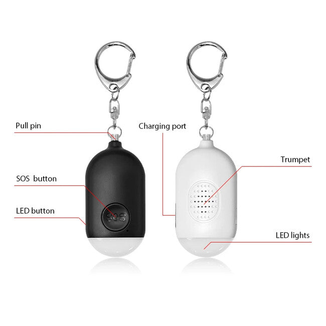 W&G SHIELD SOS водоустойчив личен аларм със LED светлина и тригер бутон, розов